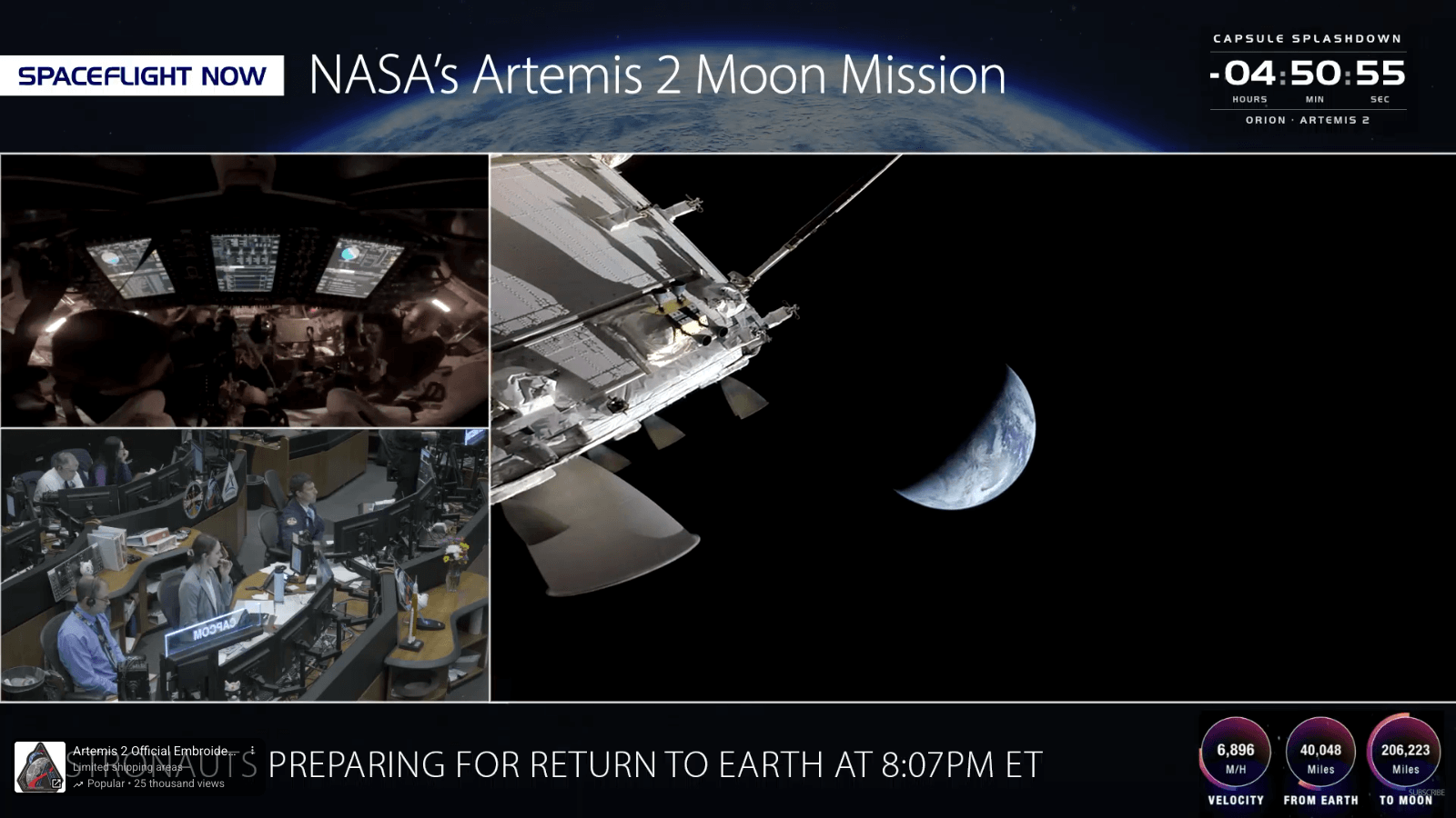 Orion Splashdown Artemis ii Mission will return today at 6 AM BDT (8.07 PM ET)