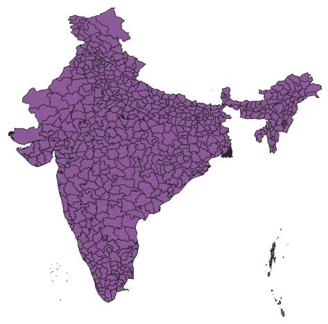 State Map India Editable Vector Outline with District Boundaries SVG PDF