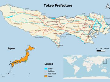 Tokyo Prefecture Map of Japan
