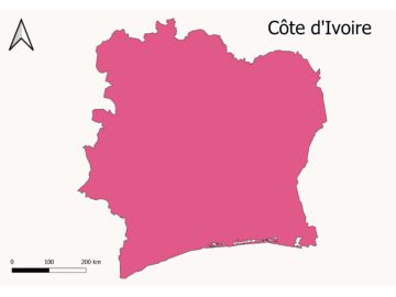 Map of Côte d’Ivoire HD 300 dpi Free Download JPEG Map of Côte d'Ivoire