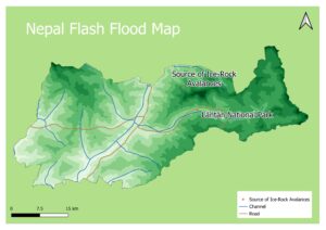 Nepal Flash Flood Source of Ice Rock Avalanche Map