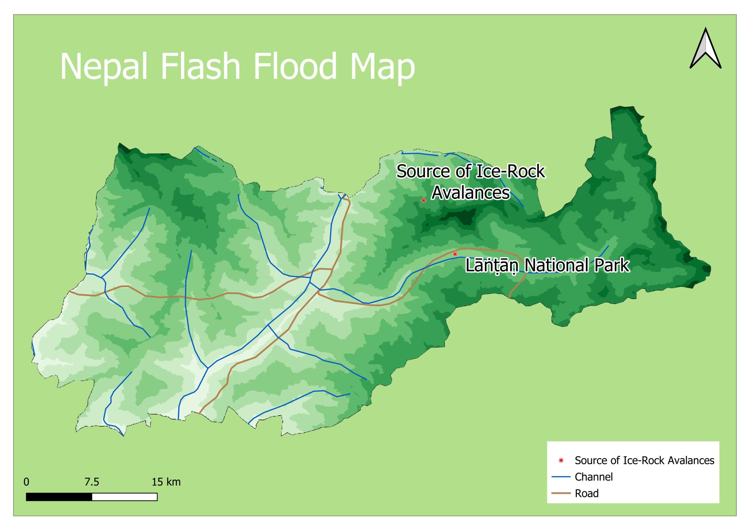 Nepal Flash Flood Source of Ice Rock Avalanche Map