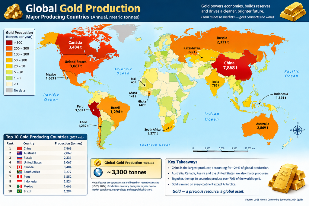 Global Gold Production Map